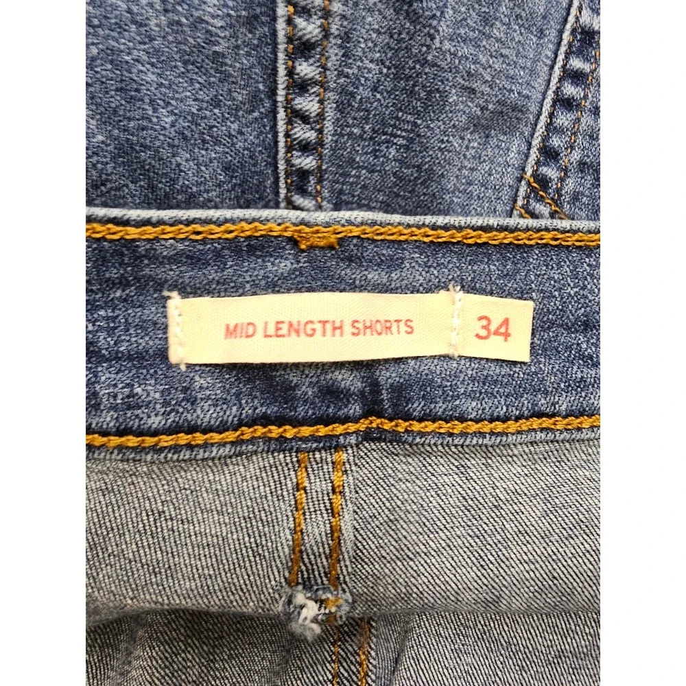 Levi's Womens Mid Rise Mid-Length Shorts Blue Cotton Blend Casual Size 18/34